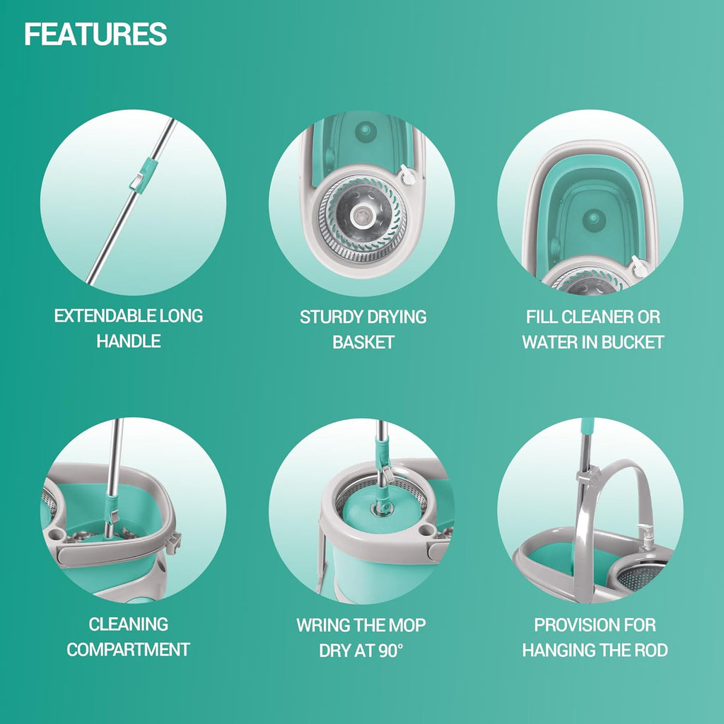 Prime Spin Mop and Bucket Set with 360° Microfiber Head