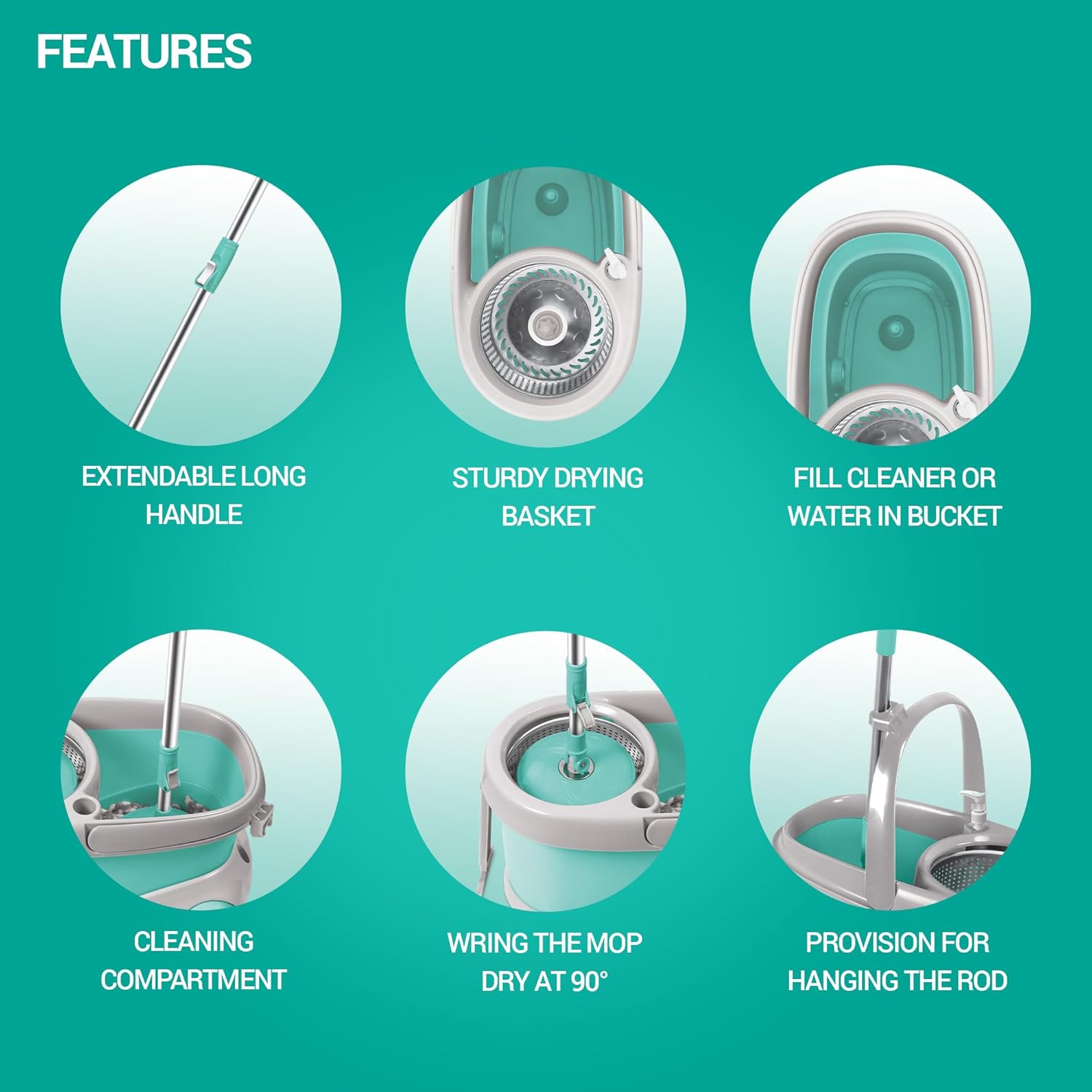 Prime Spin Mop and Bucket Set with 360° Microfiber Head