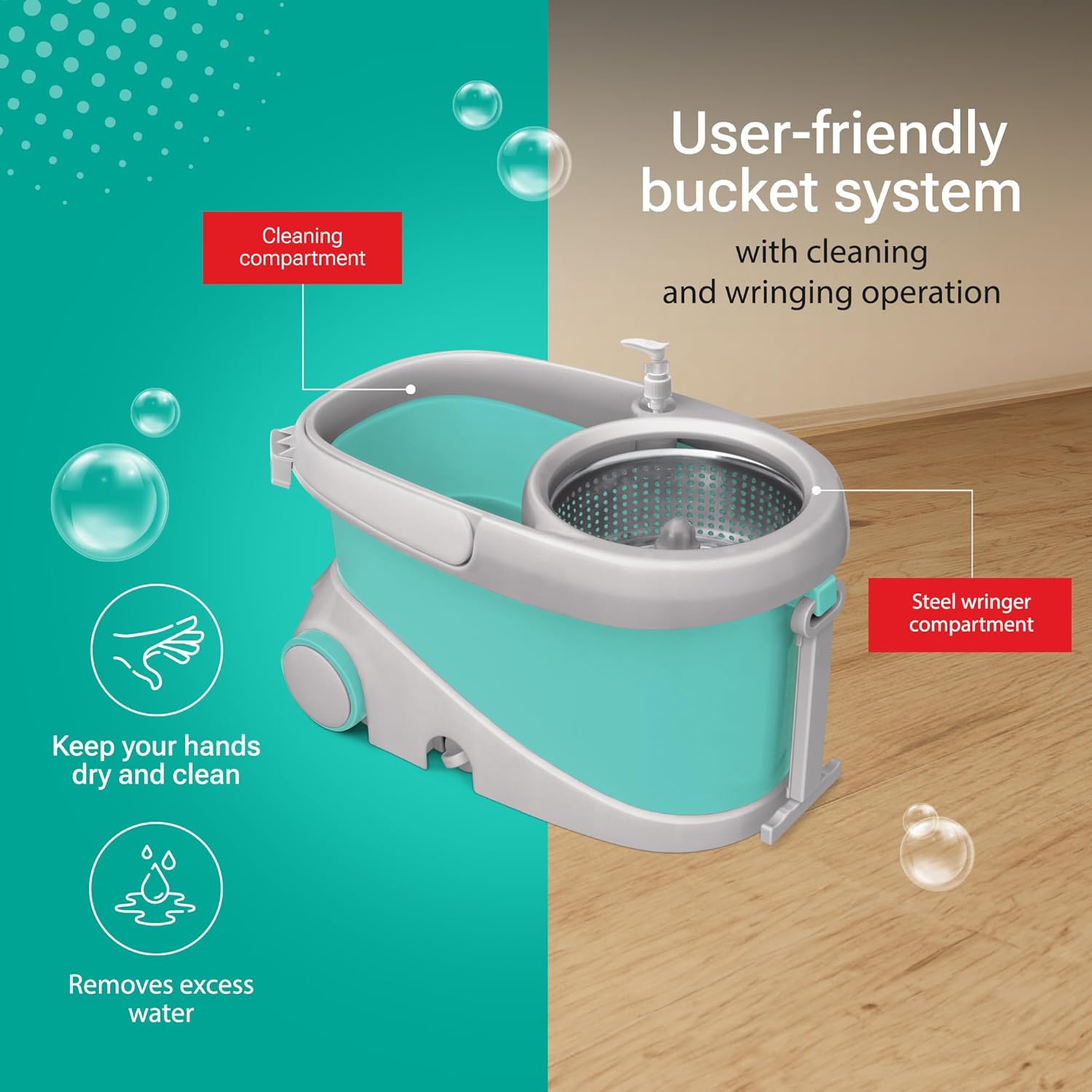 Prime Spin Mop and Bucket Set with 360° Microfiber Head